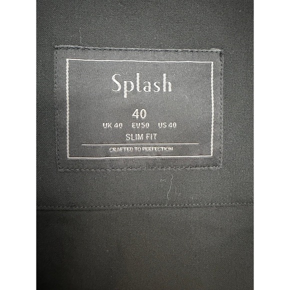 Splash Slim Fit Black Blazer Jacket Mens 40 Suit Coat Formal Travel - Picture 4 of 9